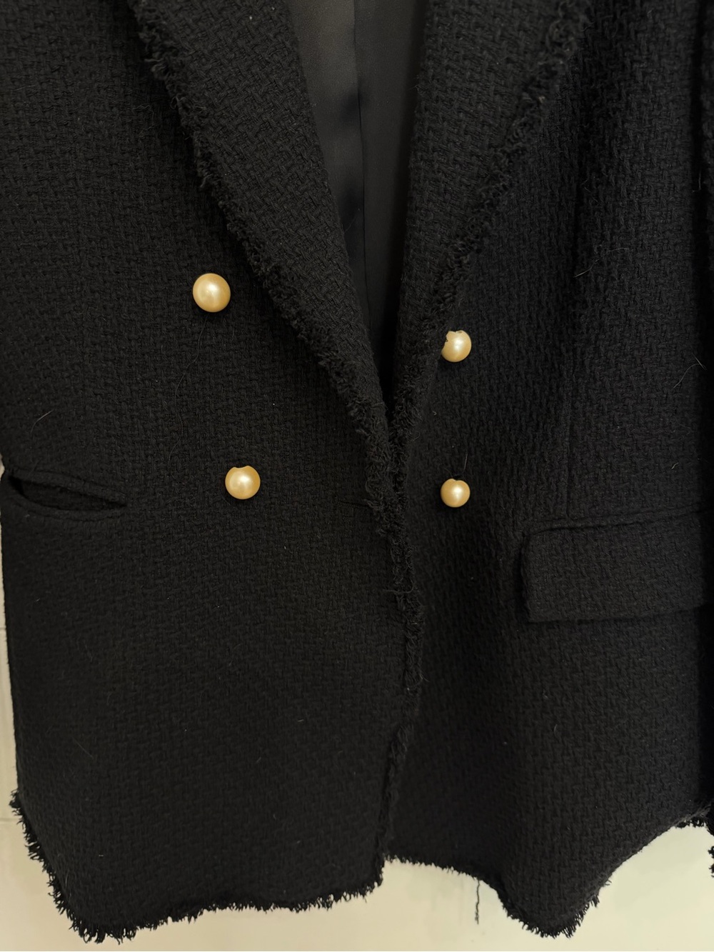 Mango Women's Black Quintin Tweed Blazer Jacket Size Small 36880 - Picture 8 of 15